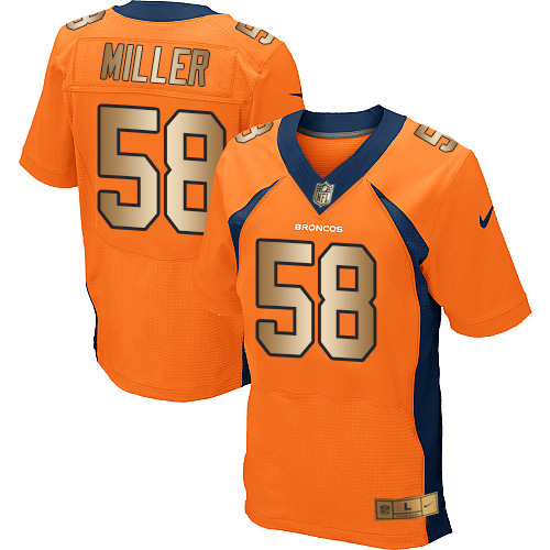 Nike Broncos #58 Von Miller Orange Team Color Men's Stitched NFL New Elite Gold Jersey
